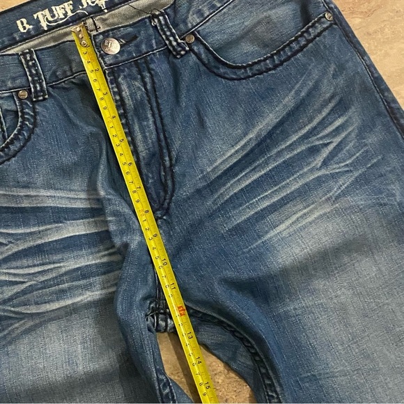 B Tuff Distressed Jeans Men's 36X36 Bootcut Western Wear Blue Denim Pants Cotton - Picture 9 of 14